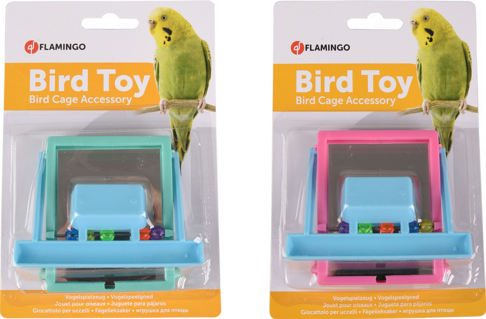 Flamingo Parakeet toy Mirror with step Multiple colours
