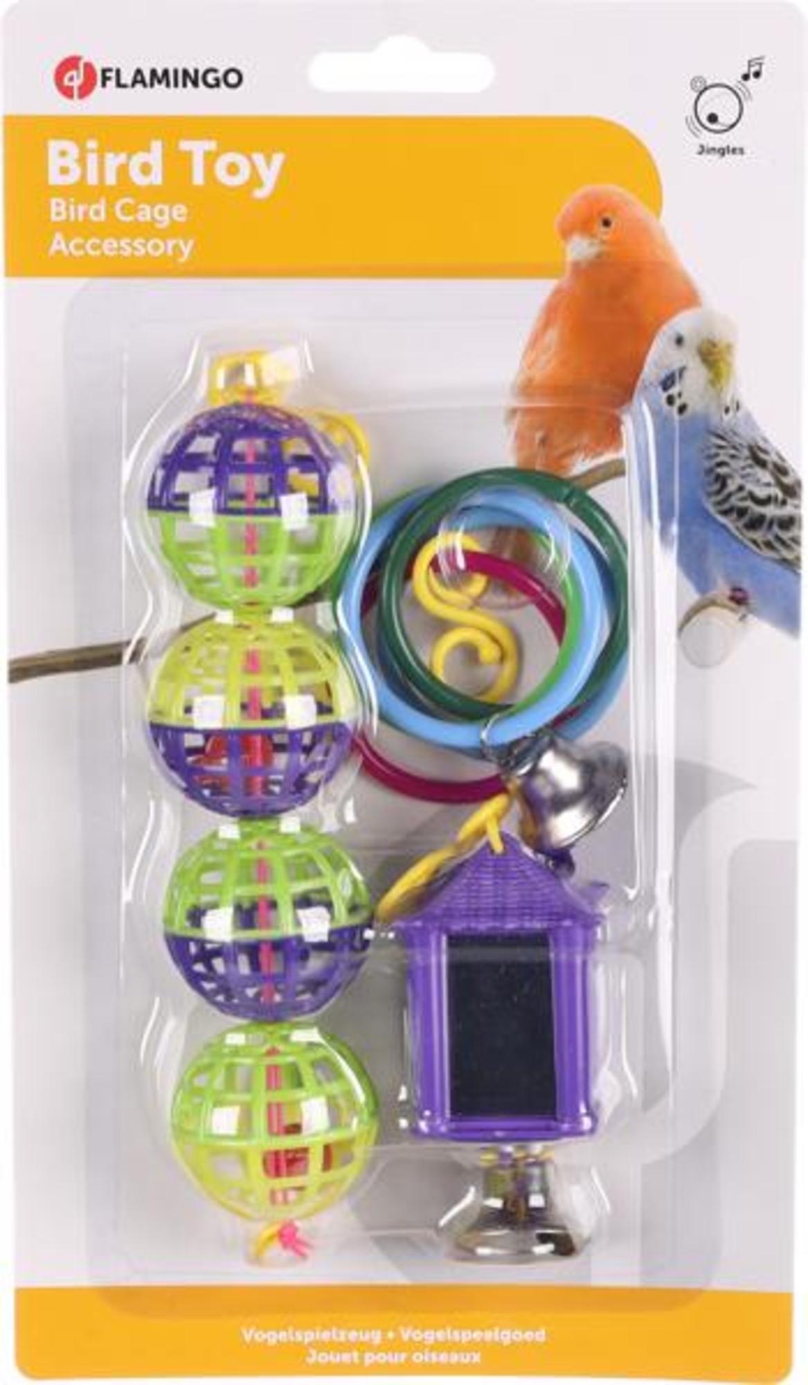 Flamingo Parkietenspeelgoed Ring Bal Lantaarn  Meerkleurig