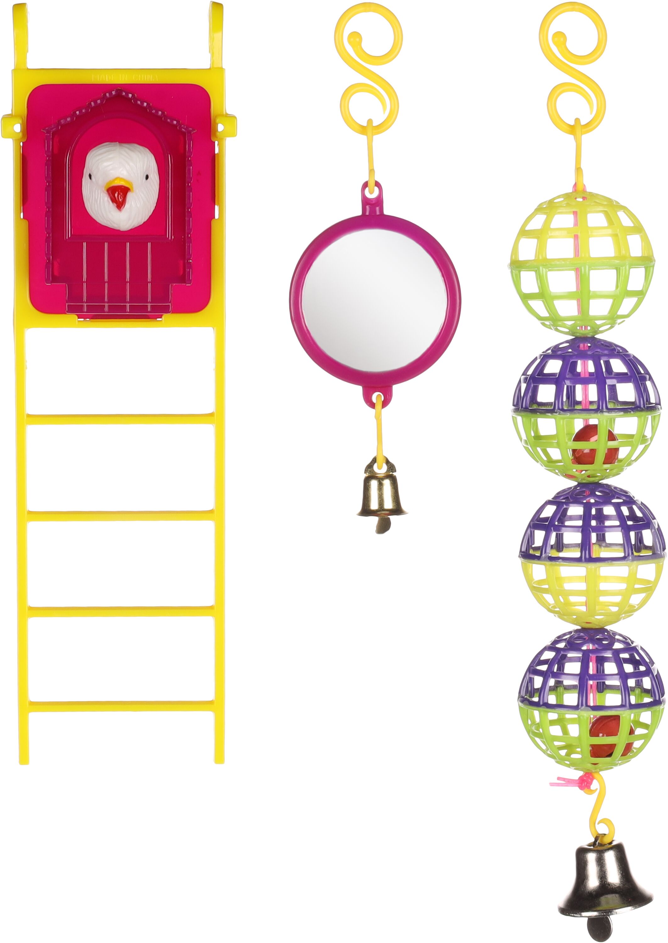 Flamingo Parakeet toy Ball Ladder Mirror Multiple colours