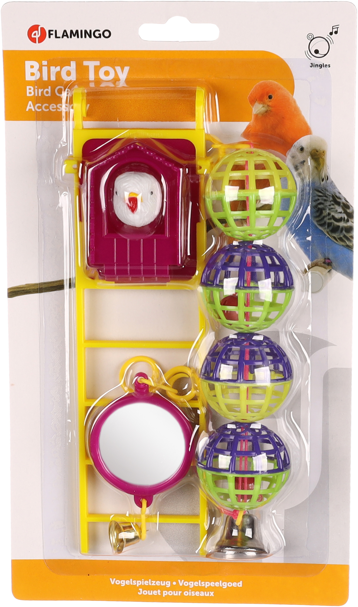 Flamingo Parakeet toy Ball Ladder Mirror Multiple colours