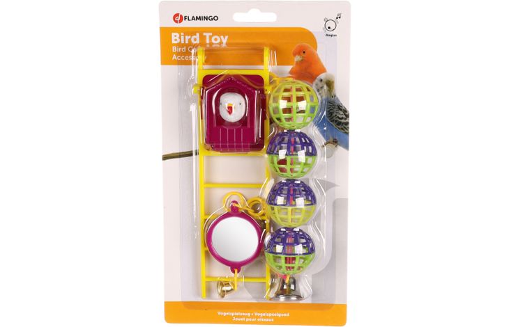 Flamingo Parakeet toy Ball Ladder Mirror Multiple colours