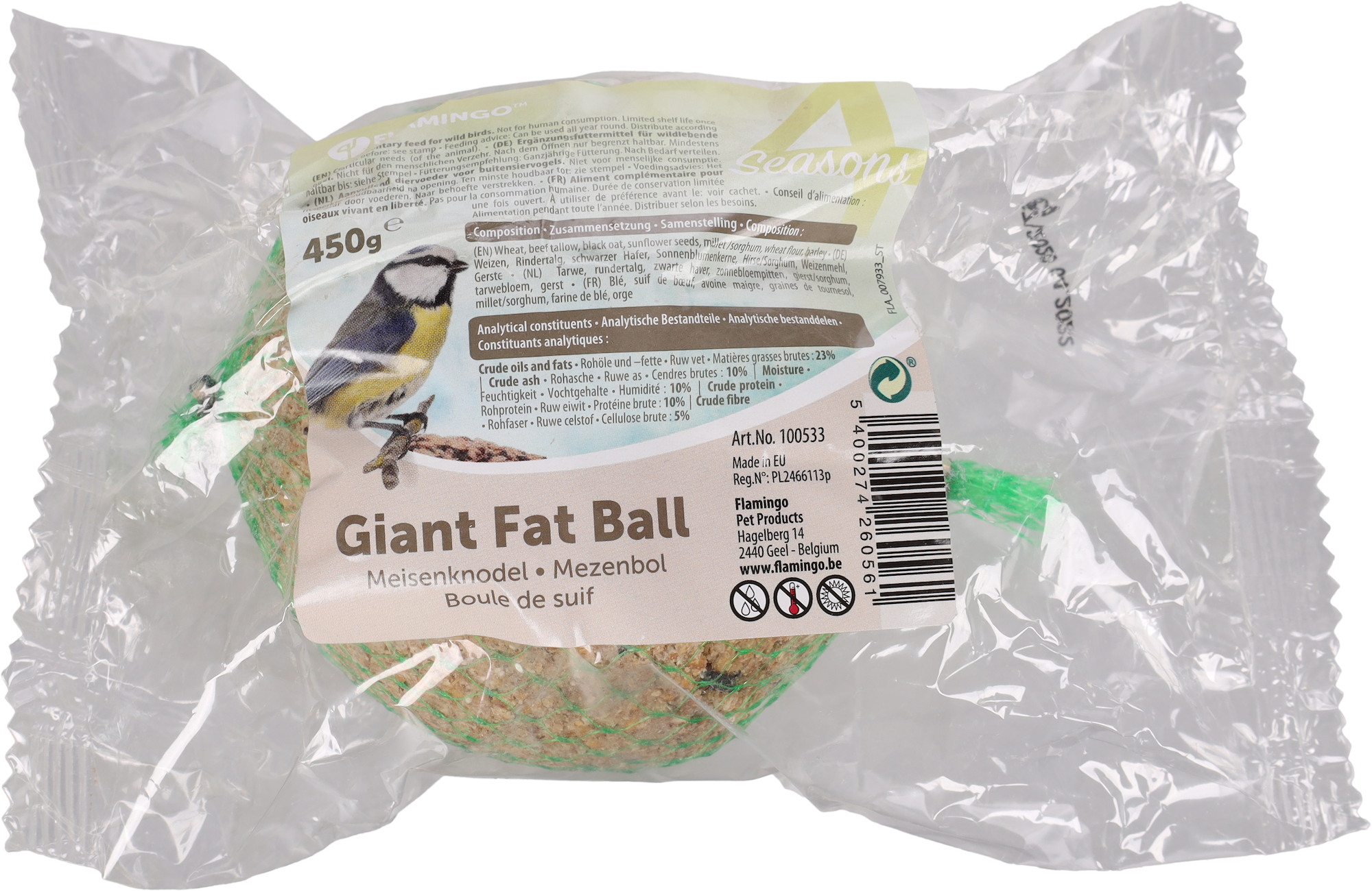 Flamingo Four Seasons  Fat balls with net - Birds living outdoors