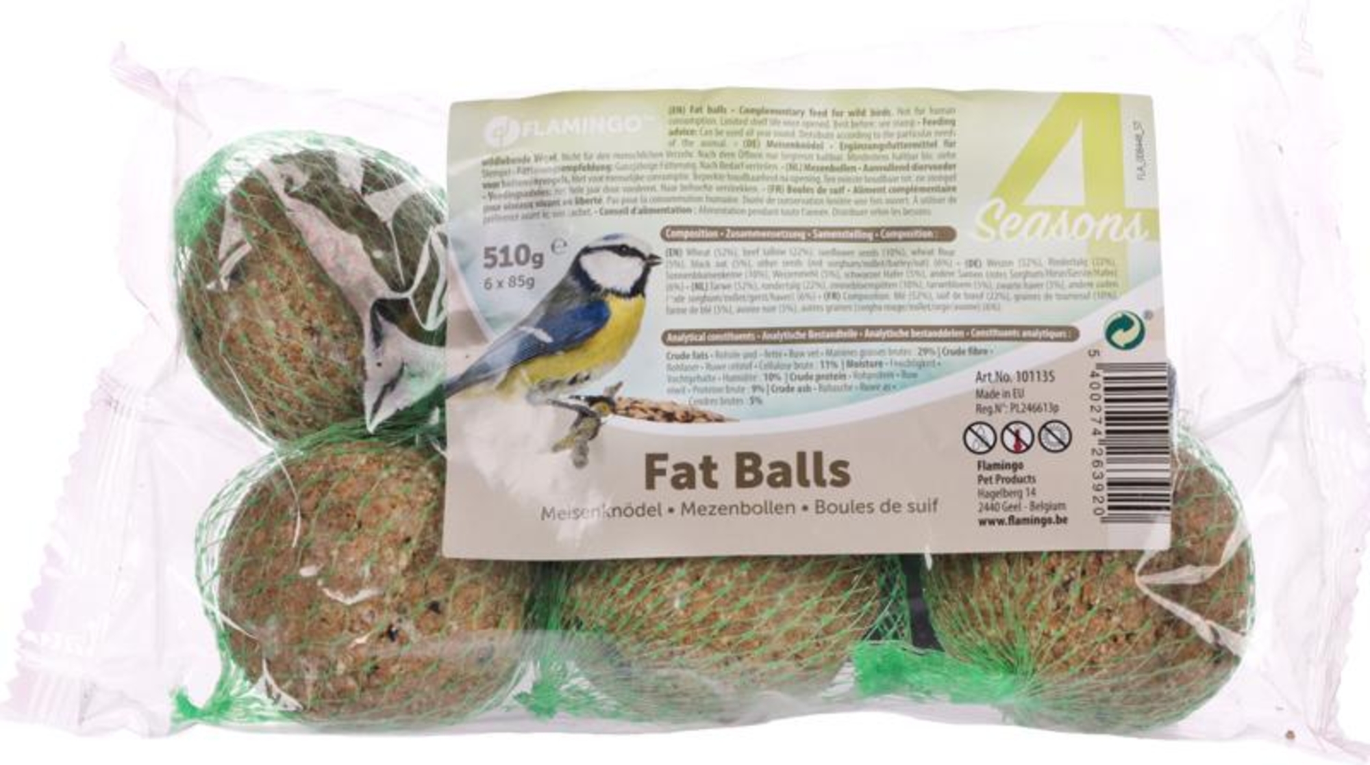 Flamingo Four Seasons  Fat balls with net - Birds living outdoors