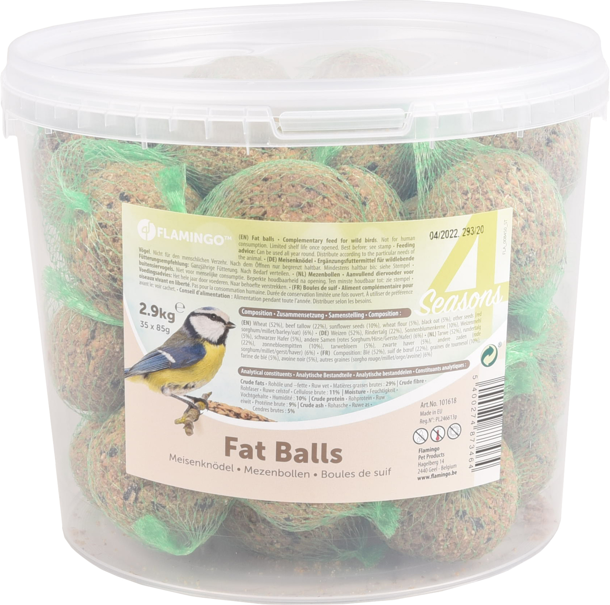 Flamingo Four Seasons  Fat balls with net - Birds living outdoors