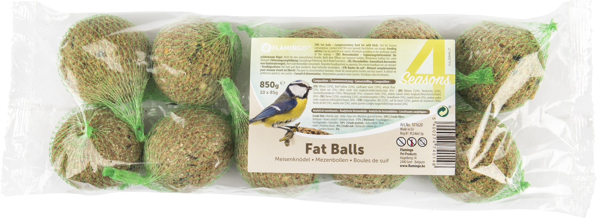 Flamingo Four Seasons  Fat balls with net - Birds living outdoors