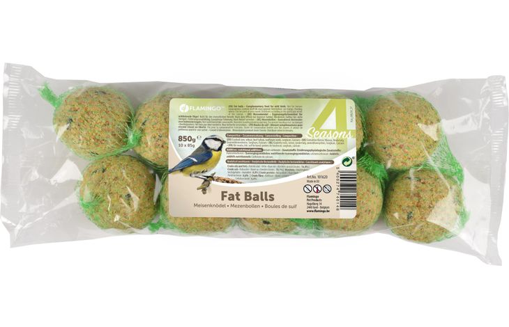 Flamingo 4 seasons mezenbollen met net 10st in display 150st 131kg