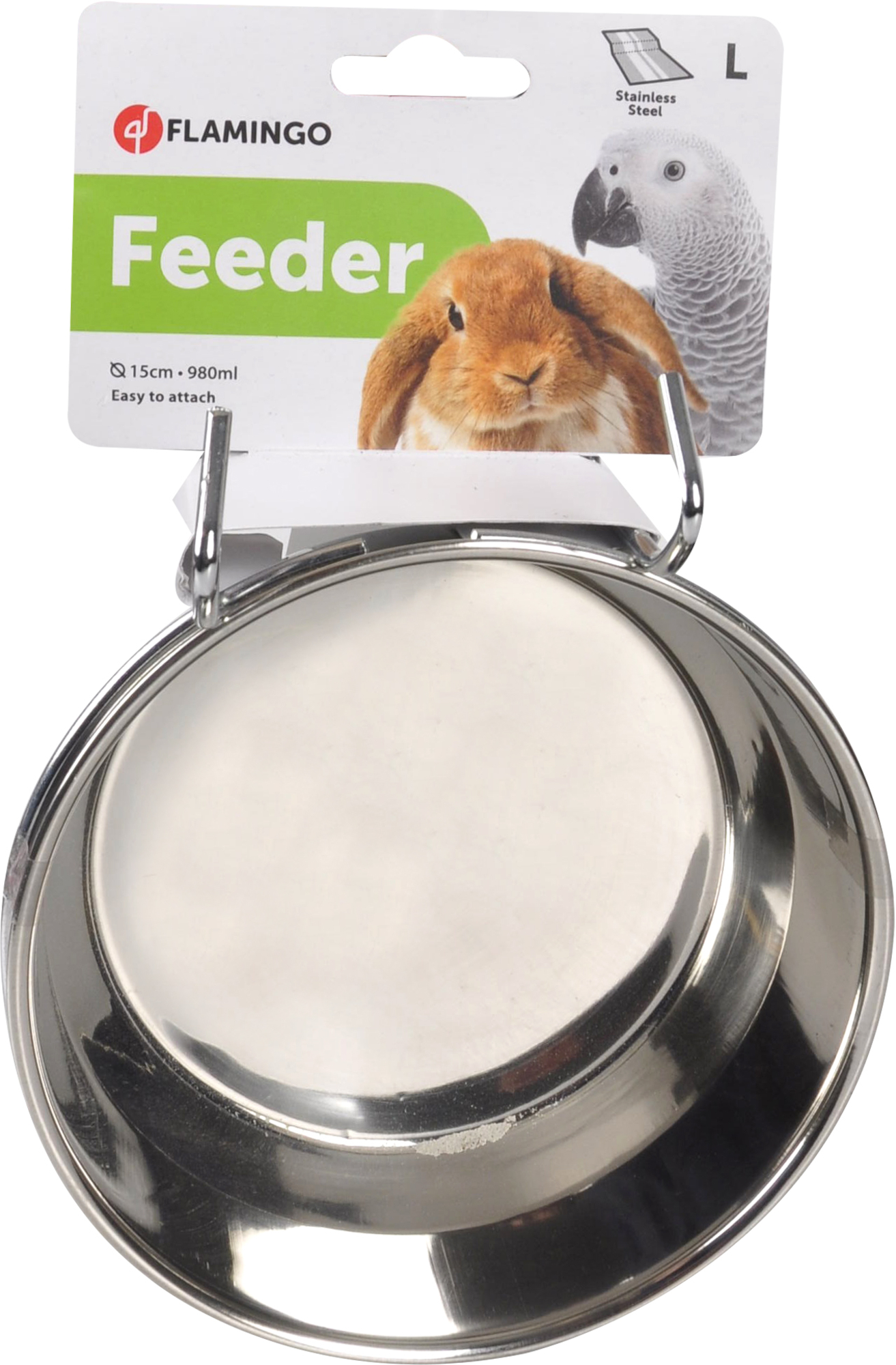 Flamingo Feeding and drinking bowl Avaro Round Silver