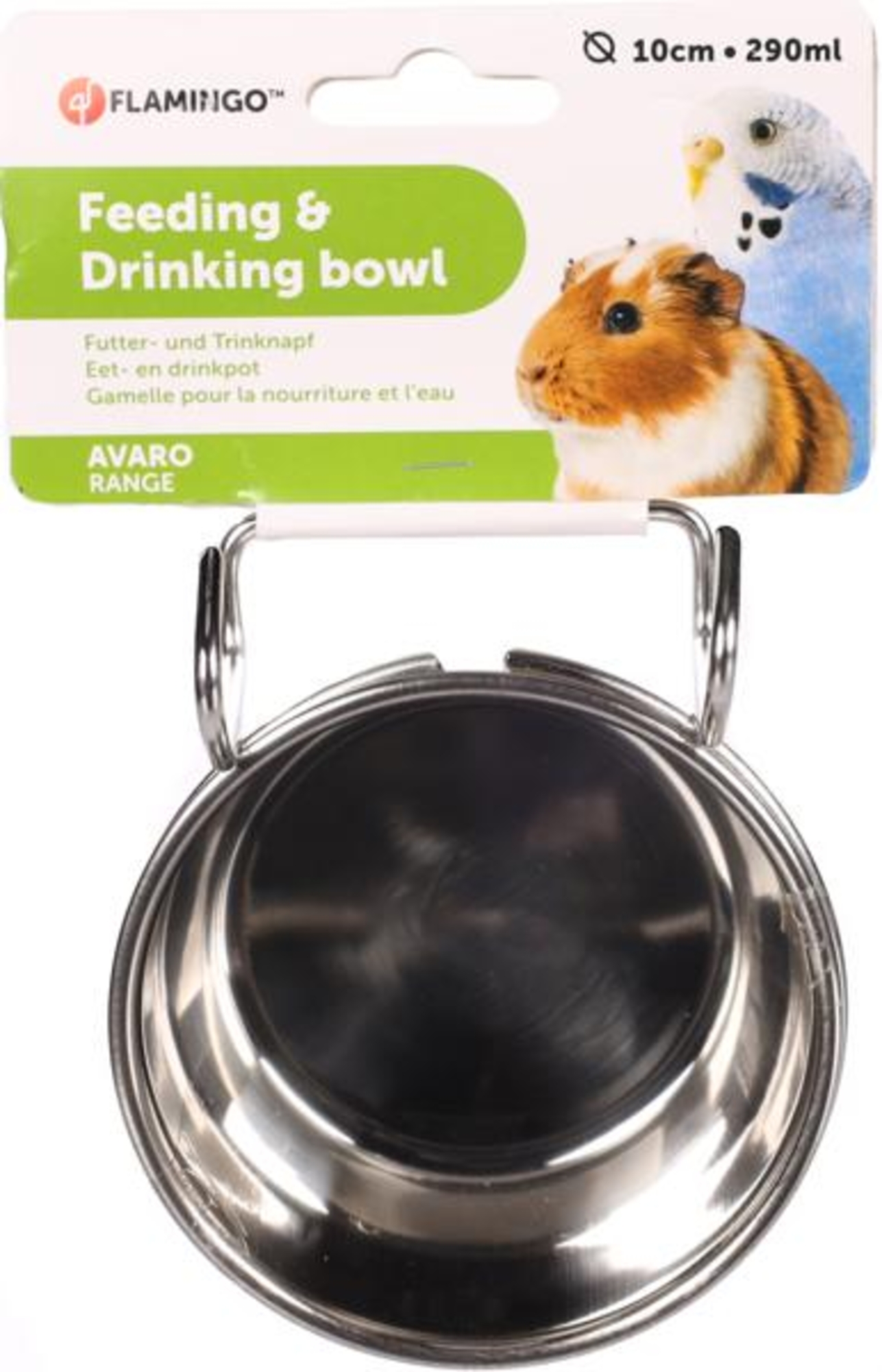 Flamingo Feeding and drinking bowl Avaro Round Silver