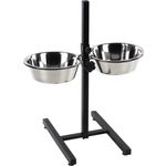 Feeding and drinking bowl Duo dinner stand Otis Silver & Black