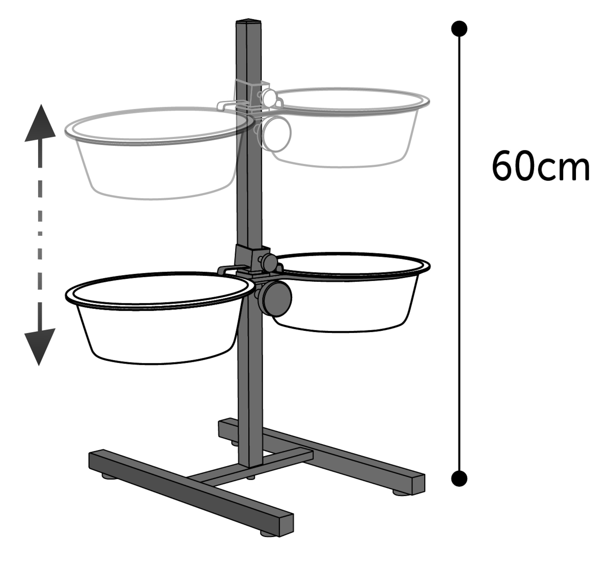 Flamingo Eet- en drinkpot Duo Dinner Staander Otis Zilver & Zwart
