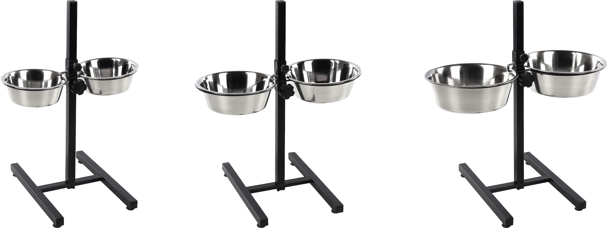 Flamingo Feeding and drinking bowl Duo dinner stand Otis Silver & Black