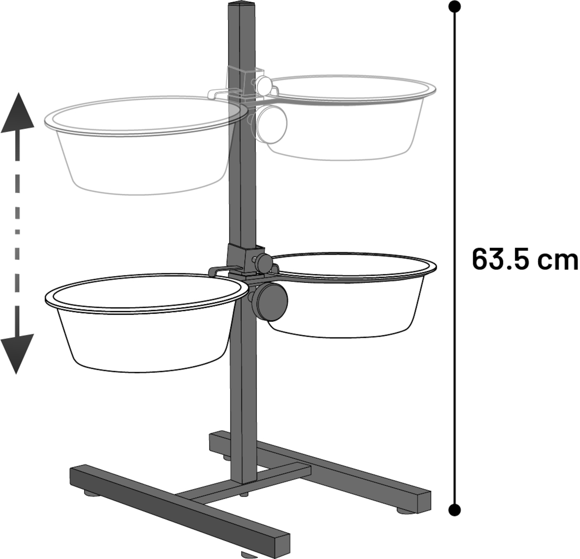Flamingo Feeding and drinking bowl Duo dinner stand Otis Silver & Black