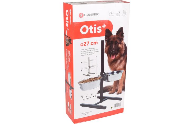 Flamingo Eet- en drinkpot Duo Dinner Staander Otis Zilver & Zwart