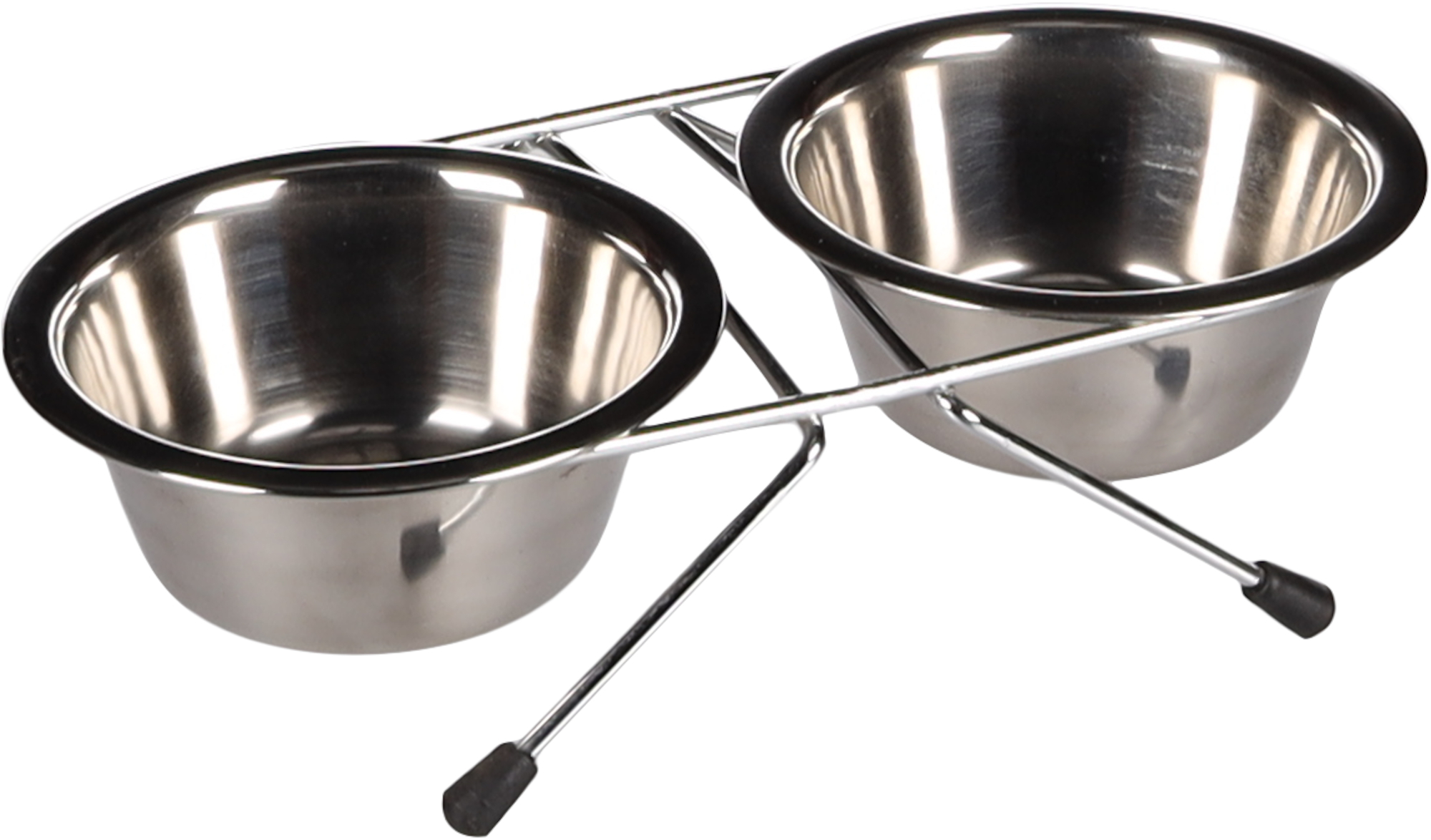 Flamingo Futter- und Trinknapf Duo dinner Ständer Arjun Silber