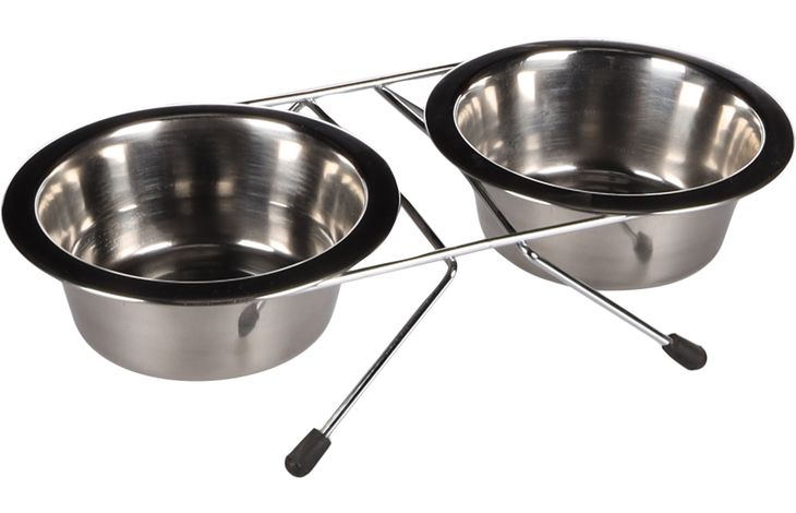 Flamingo Feeding and drinking bowl Duo dinner stand Arjun Silver