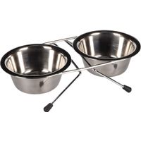 Flamingo Feeding and drinking bowl Duo dinner stand Arjun Silver