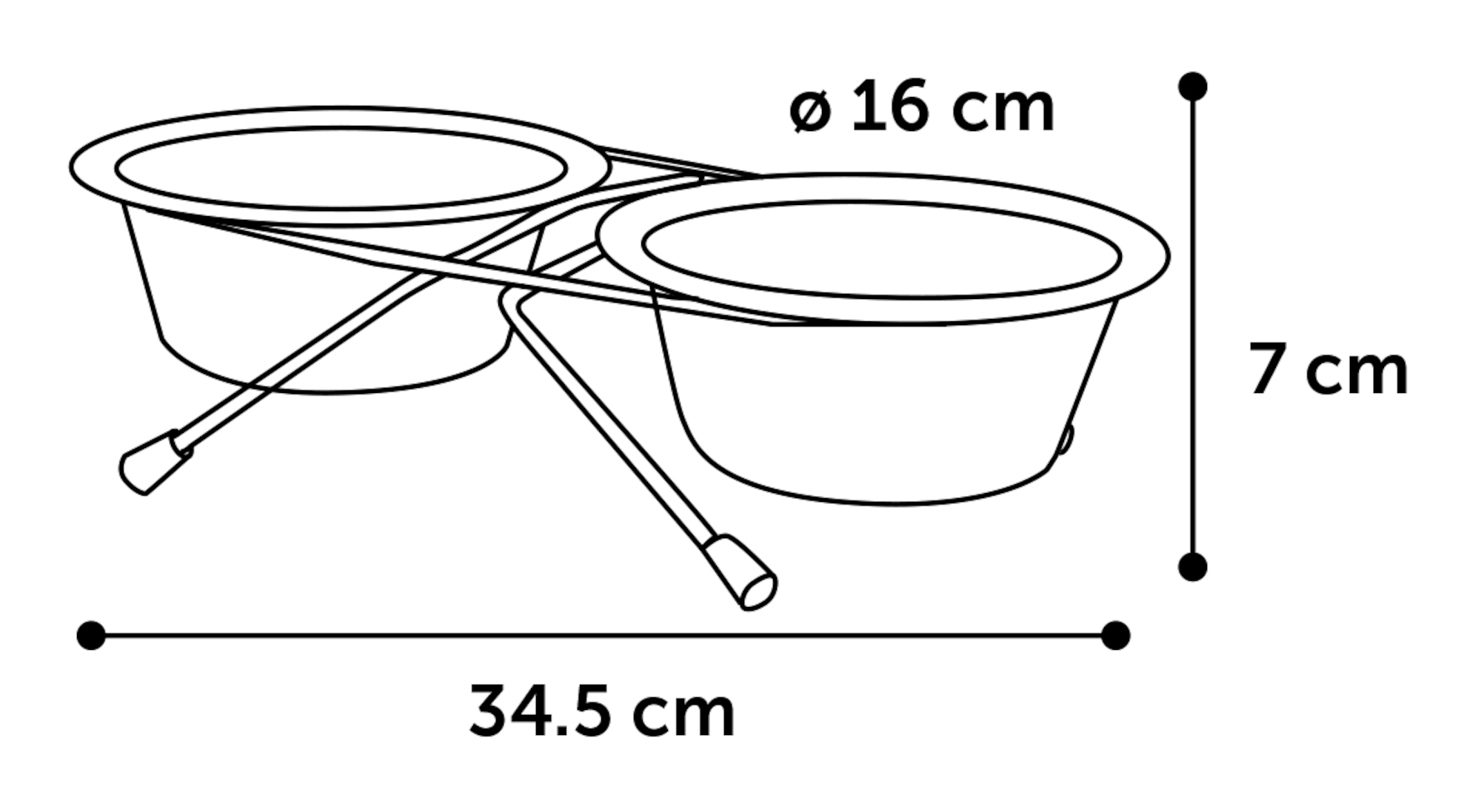 Flamingo Feeding and drinking bowl Duo dinner stand Arjun Silver