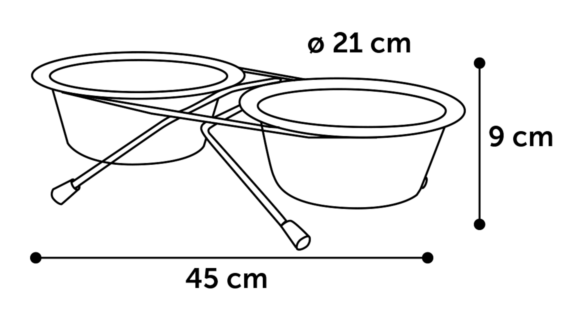 Flamingo Feeding and drinking bowl Duo dinner stand Arjun Silver