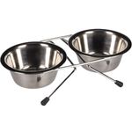 Feeding and drinking bowl Duo dinner stand Arjun Silver