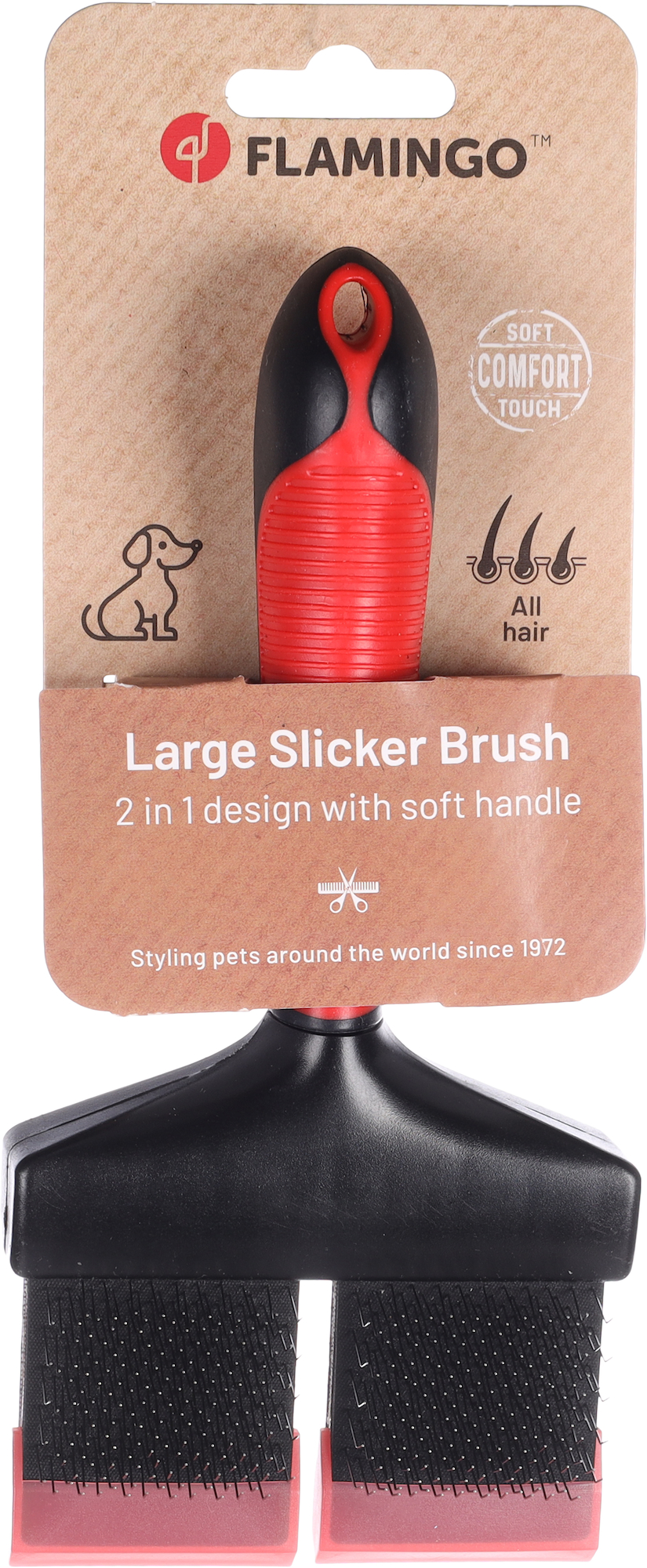 Flamingo Slicker brush 2 in 1 Premium Care