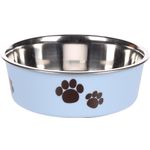 Feeding and drinking bowl Kena Round Light blue & Silver