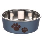 Feeding and drinking bowl Kena Metallic blue Silver Brown - Stainless steel