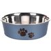 Feeding and drinking bowl Kena Round Metallic blue & Silver