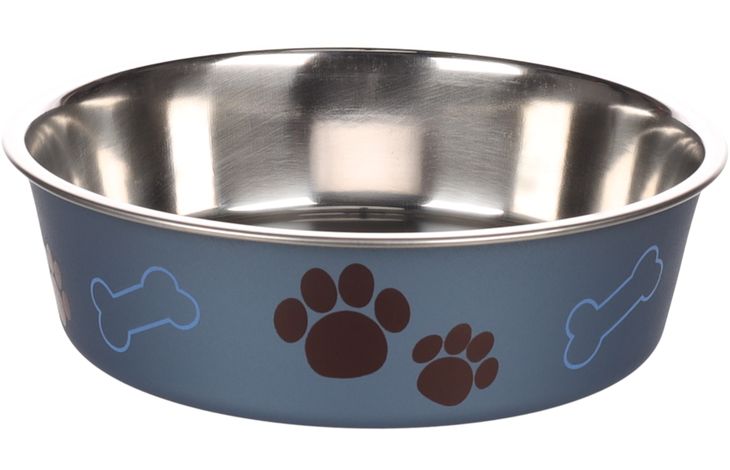 Flamingo Eet- en drinkpot Kena Rond Metaalblauw & Zilver