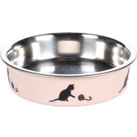Flamingo Feeding and drinking bowl Dena Round Pink & Silver