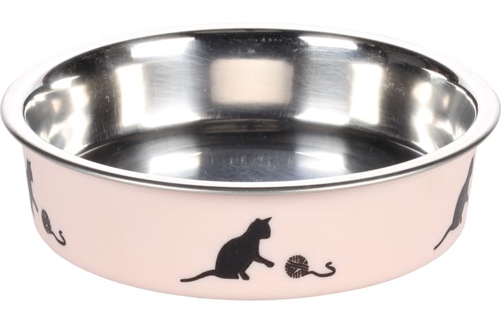 Flamingo Feeding and drinking bowl Dena Round Pink & Silver