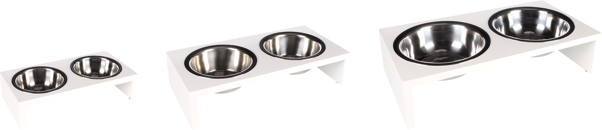 Flamingo Feeding and drinking bowl Duo dinner stand Kobushi Rectangle Silver & White