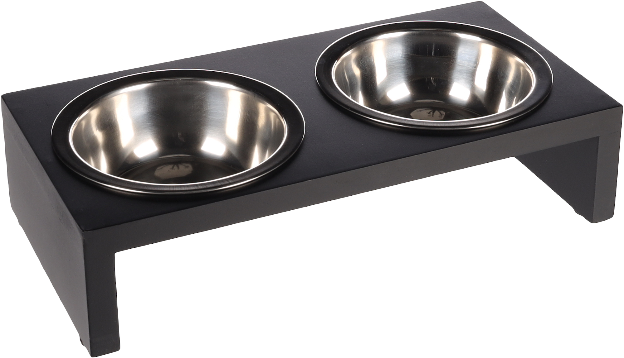 Flamingo Feeding and drinking bowl Duo dinner stand Kobushi Rectangle Silver & Black