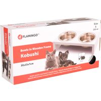 Flamingo Feeding and drinking bowl Duo dinner stand Kobushi Rectangle Silver & Black