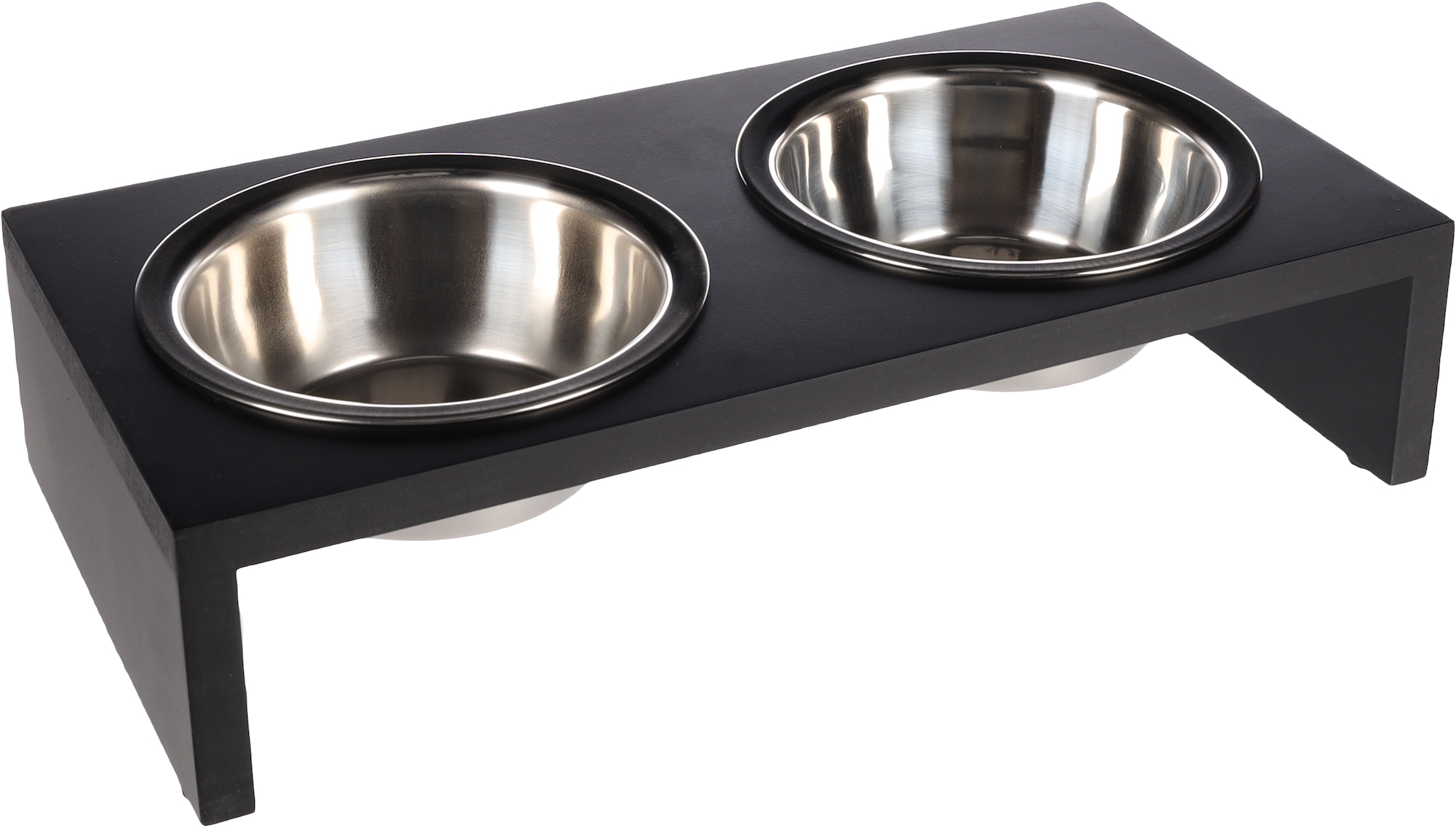 Flamingo Feeding and drinking bowl Duo dinner stand Kobushi Rectangle Silver & Black