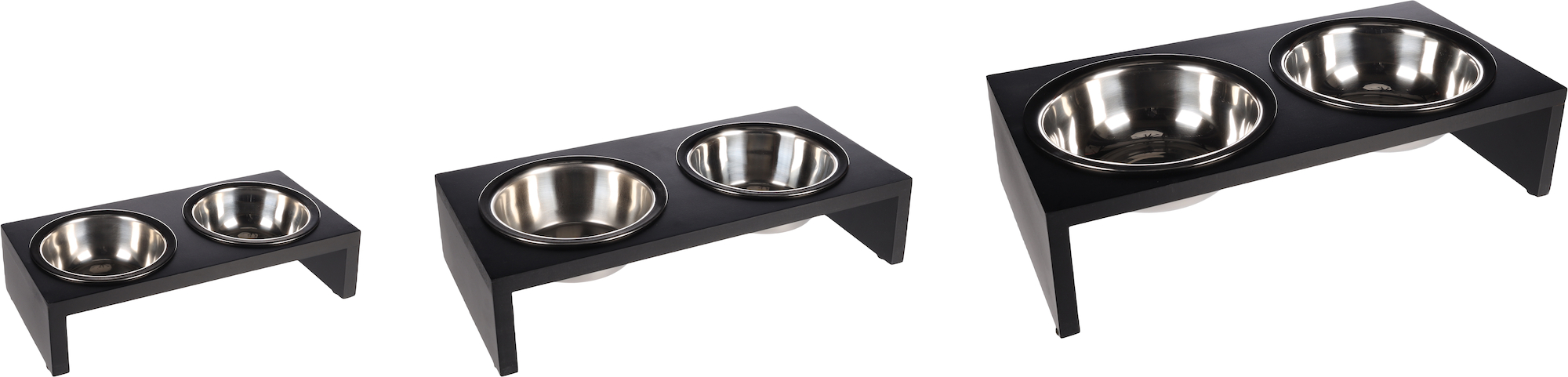 Flamingo Feeding and drinking bowl Duo dinner stand Kobushi Rectangle Silver & Black