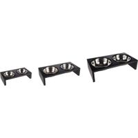 Flamingo Feeding and drinking bowl Duo dinner stand Kobushi Rectangle Silver & Black