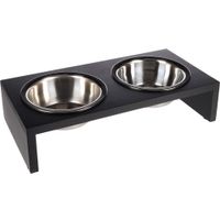 Flamingo Feeding and drinking bowl Duo dinner stand Kobushi Rectangle Silver & Black