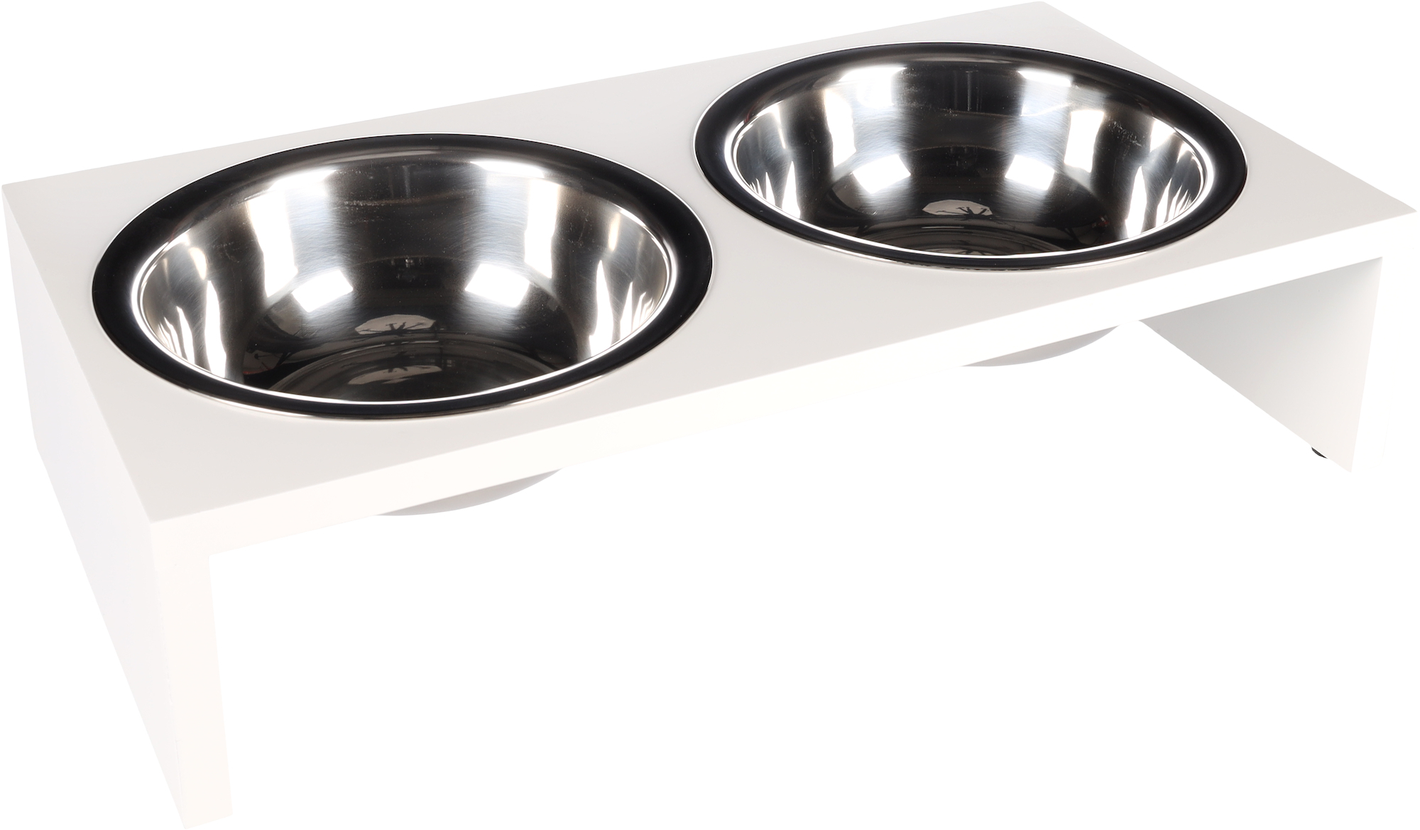 Flamingo Feeding and drinking bowl Duo dinner stand Kobushi Rectangle Silver & White