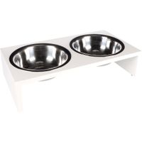Flamingo Feeding and drinking bowl Duo dinner stand Kobushi Rectangle Silver & White