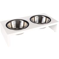 Flamingo Feeding and drinking bowl Duo dinner stand Kobushi Rectangle Silver & White