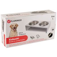 Flamingo Eet- en drinkpot Duo Dinner Staander Kobushi Rechthoekig Zilver & Zwart