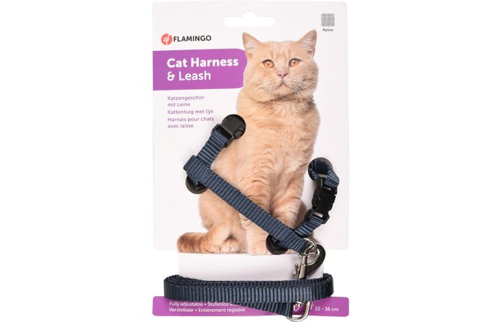 Flamingo Harness with leash Ziggi Granite-blue