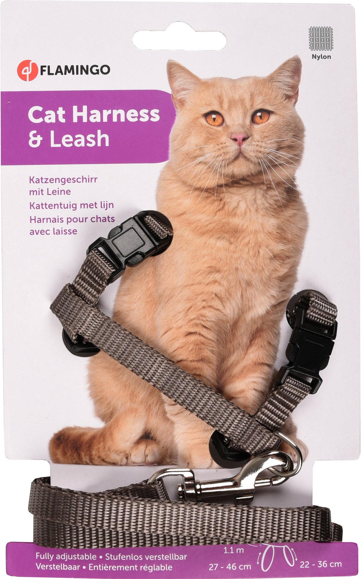 Flamingo Harnas met looplijn Ziggi Taupe