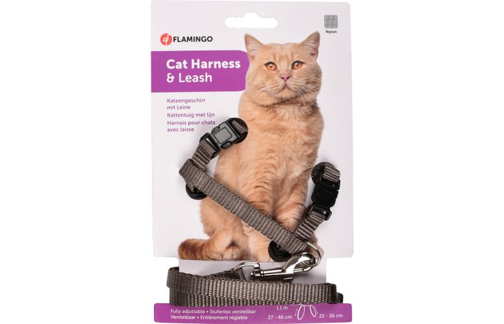 Flamingo Harnas met looplijn Ziggi Taupe
