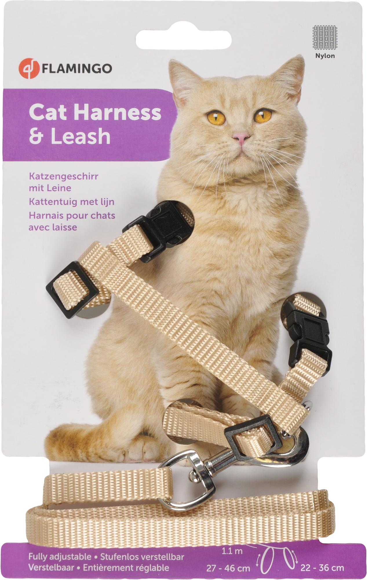 Flamingo Harness with leash Ziggi Beige