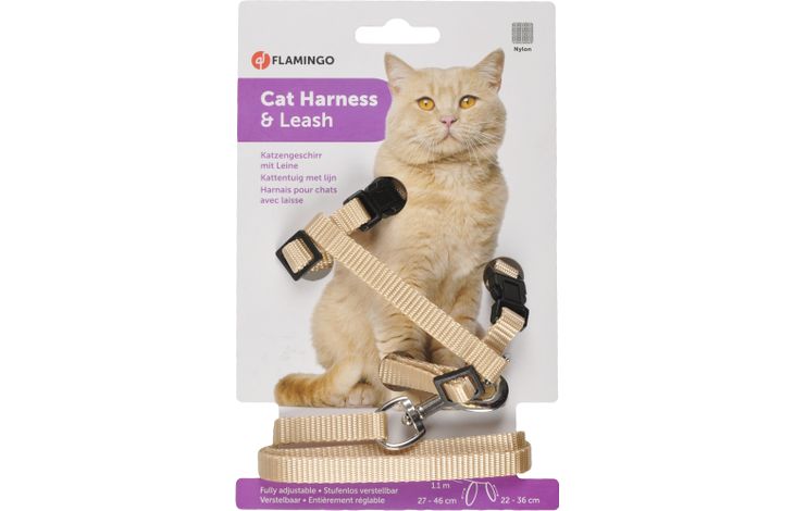 Flamingo Harness with leash Ziggi Beige