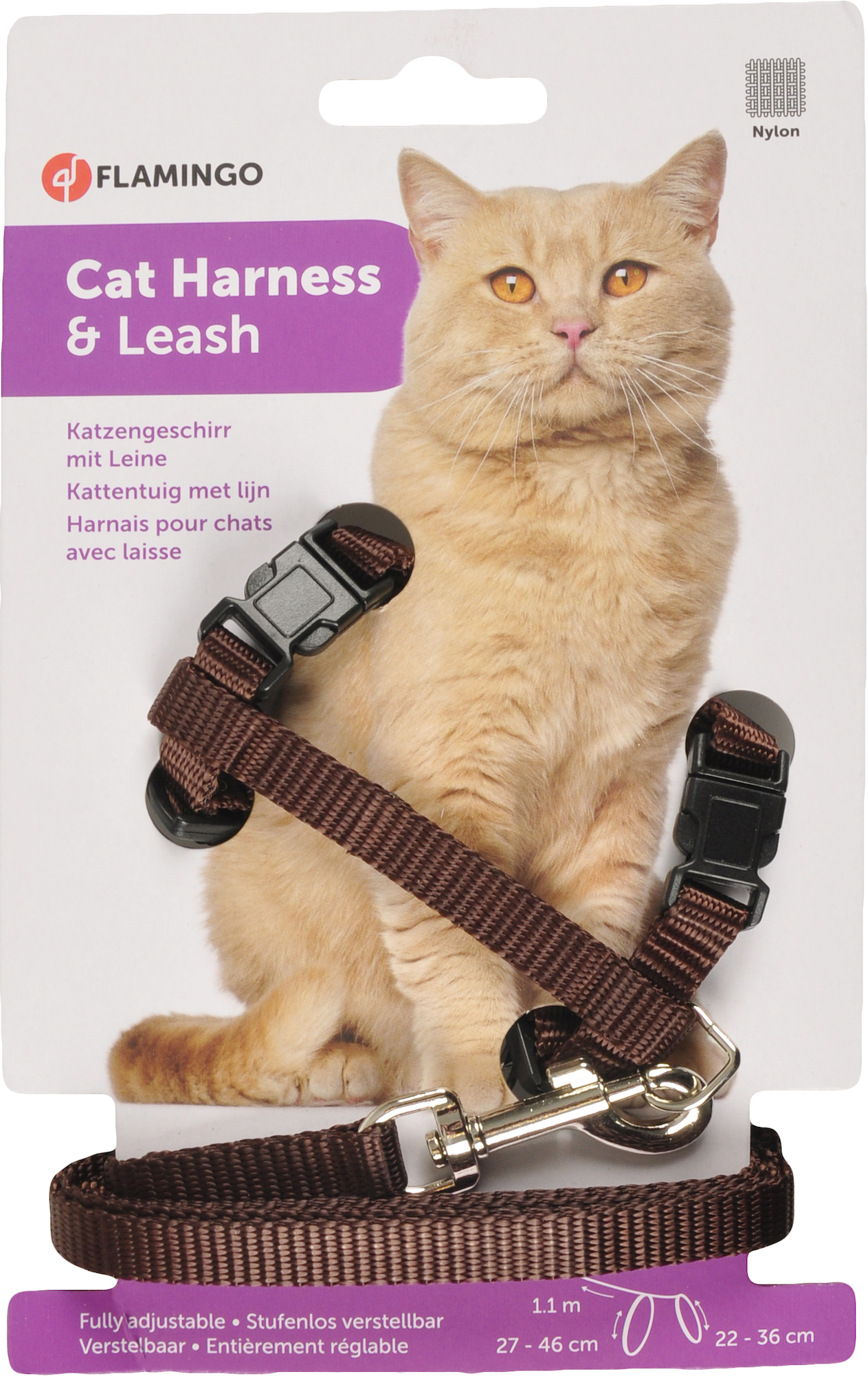 Flamingo Harness with leash Ziggi Brown