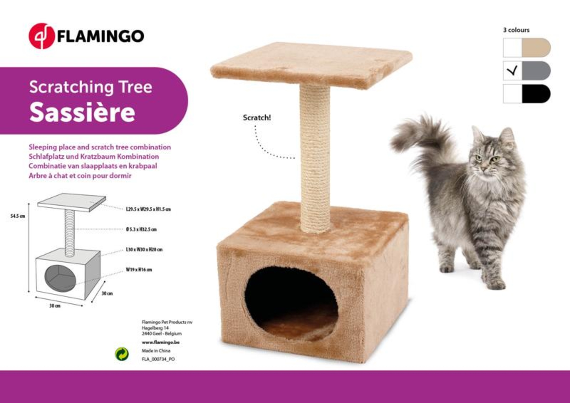 Flamingo Kratzbaum Sassière Grau