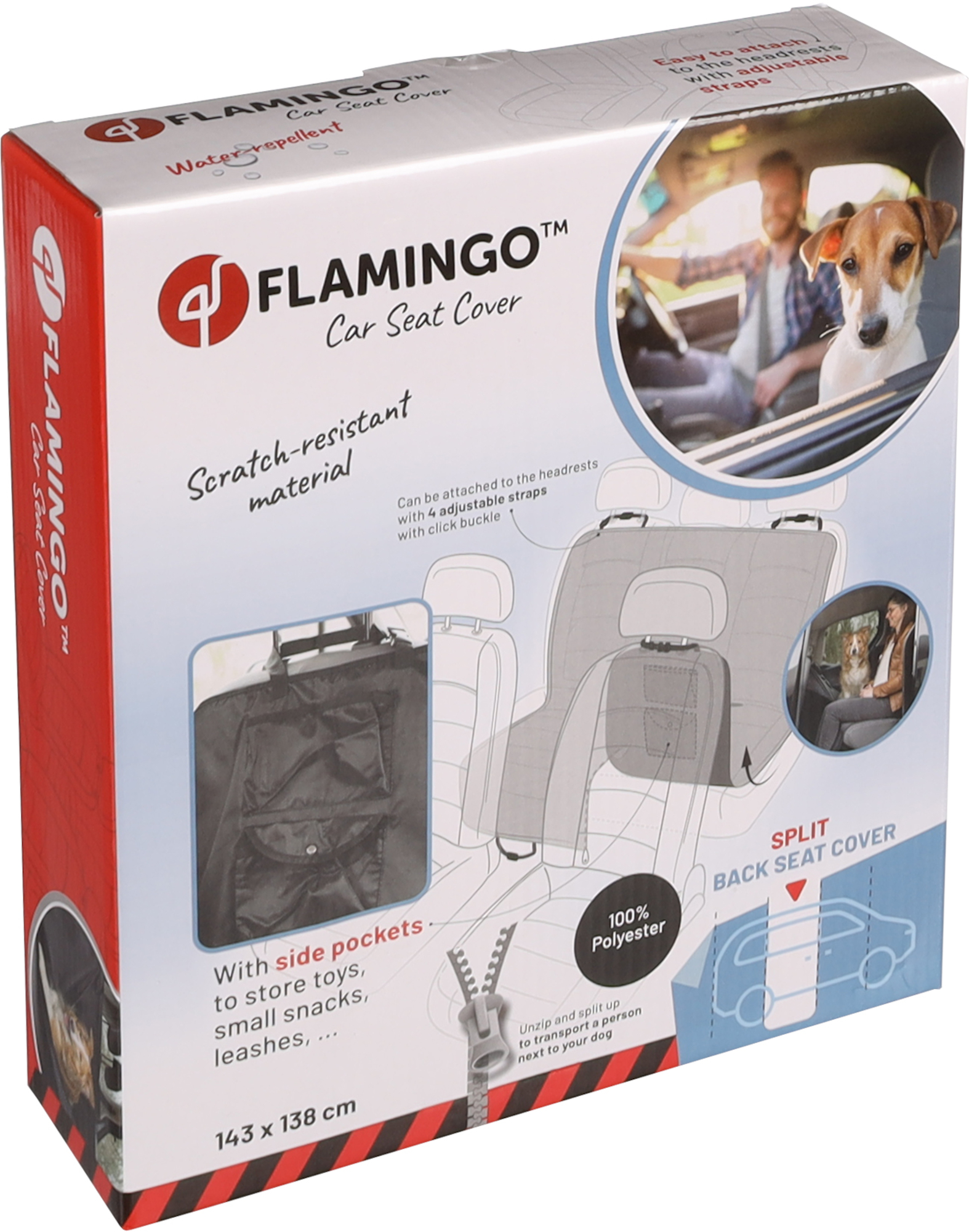Flamingo Car seat cover Dex Can be split in two (for in the car) with headrest attachment Back seat Black