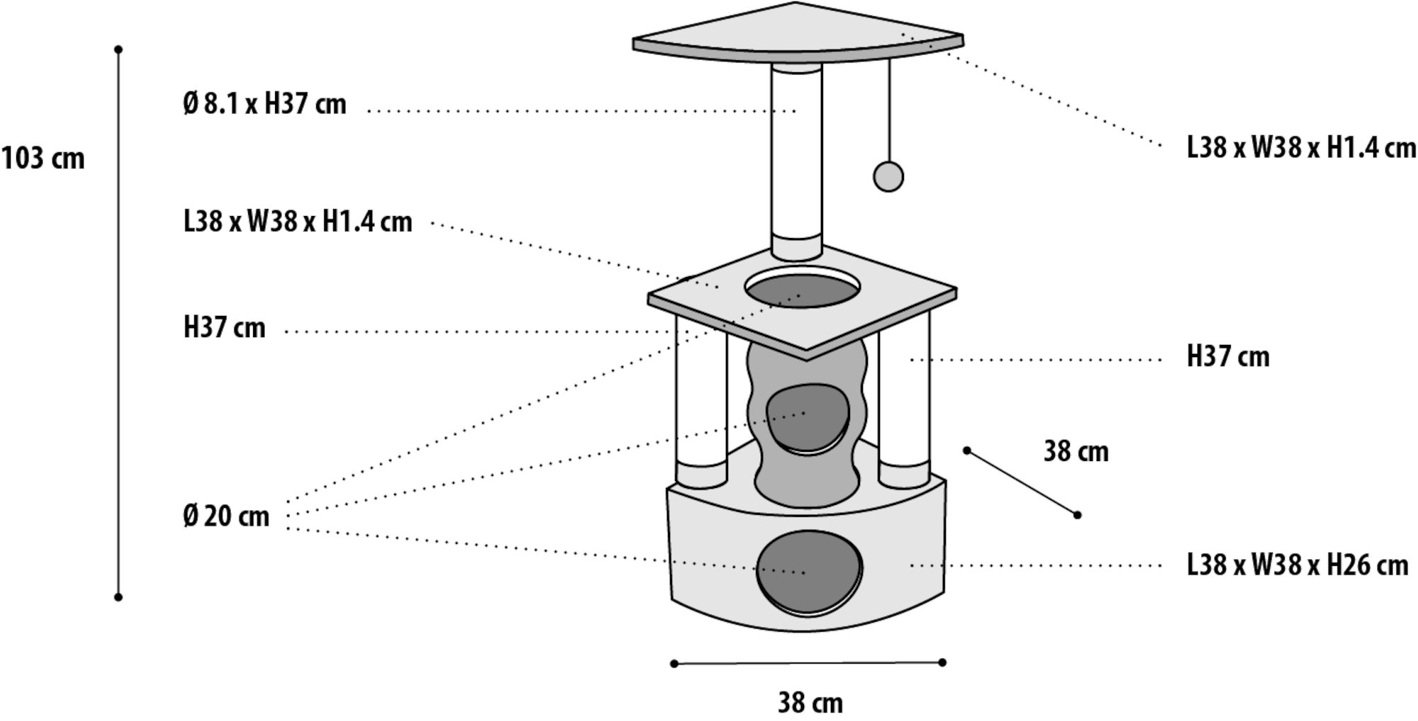Flamingo Scratching tree  Rochefort Ecru & Grey